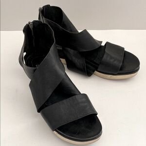 Eileen Fisher Black Leather Strappy Sandals 10 Contemporary Minimalism Laganlook